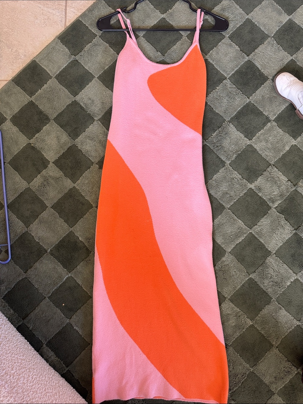 Amazon Pink and Orange Colorblock Maxi Slip Dress